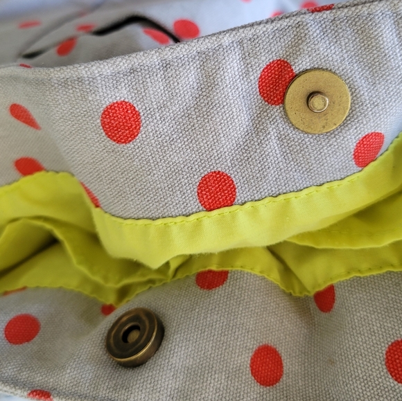 Gap crossbody tan/gray with orange polka dot large beach bag - Picture 7 of 12